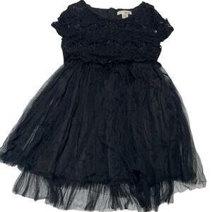 Sans Souci Dress Womens Medium Black Lace Tulle Crochet Mini Fairy Goth Core